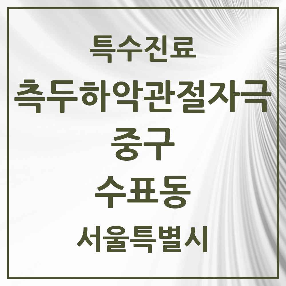 2025 서울특별시 중구 수표동 측두하악 관절자극요법 실시기관 의원·병원 목록 1곳