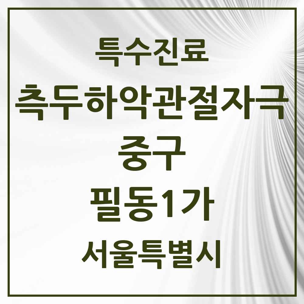 2025 서울특별시 중구 필동1가 측두하악 관절자극요법 실시기관 의원·병원 목록 1곳