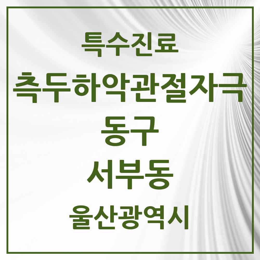 2025 울산광역시 동구 서부동 측두하악 관절자극요법 실시기관 의원·병원 목록 2곳