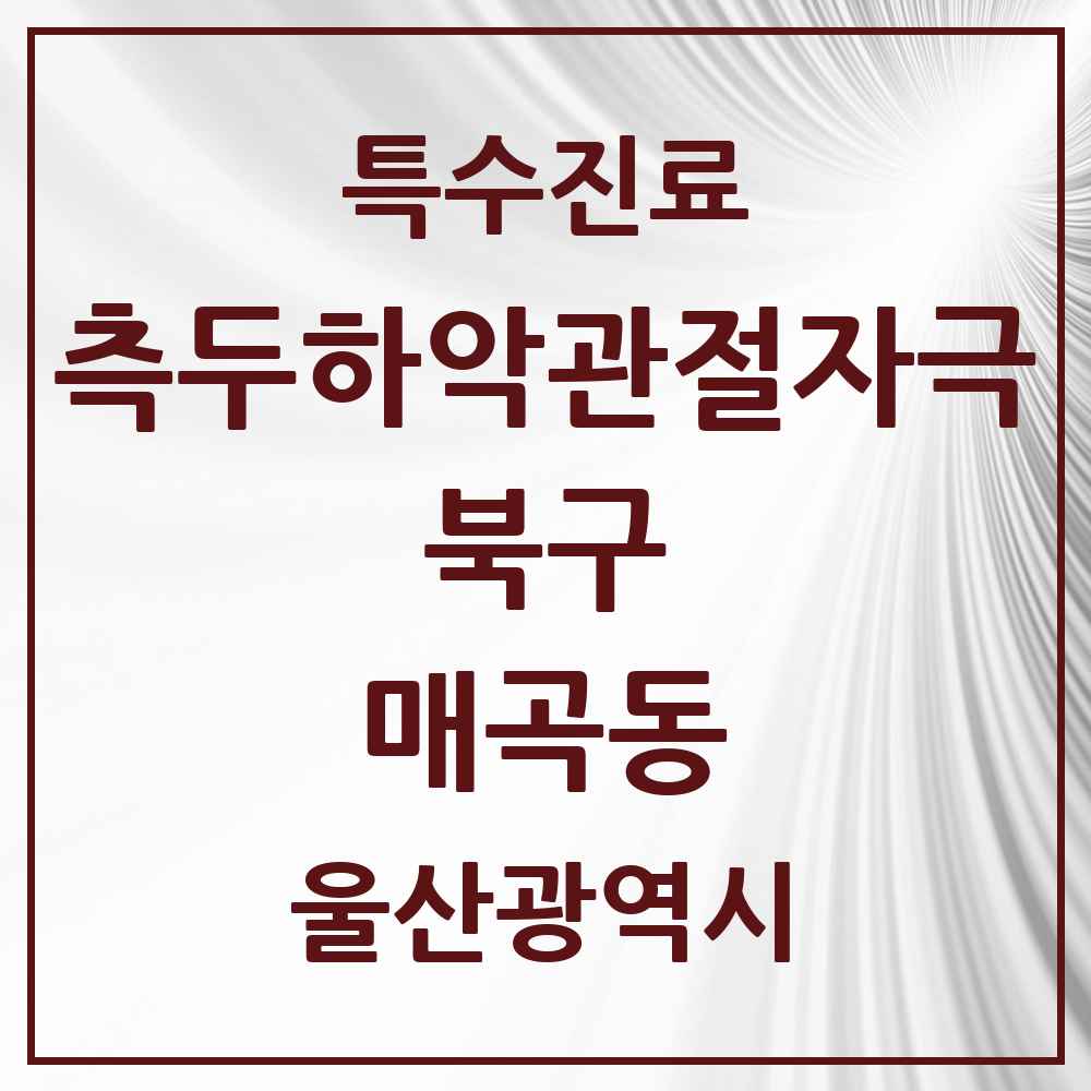 2025 울산광역시 북구 매곡동 측두하악 관절자극요법 실시기관 의원·병원 목록 1곳