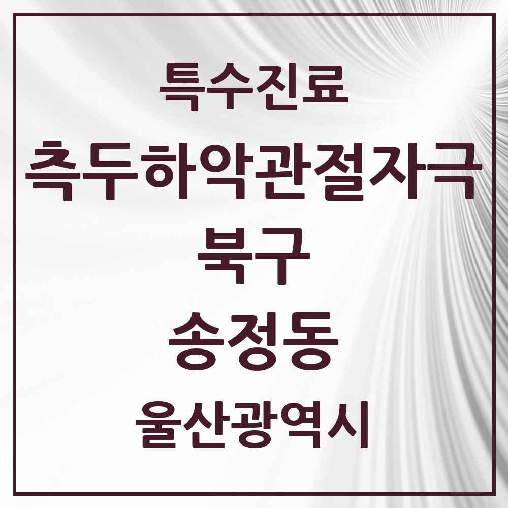 2025 울산광역시 북구 송정동 측두하악 관절자극요법 실시기관 의원·병원 목록 2곳