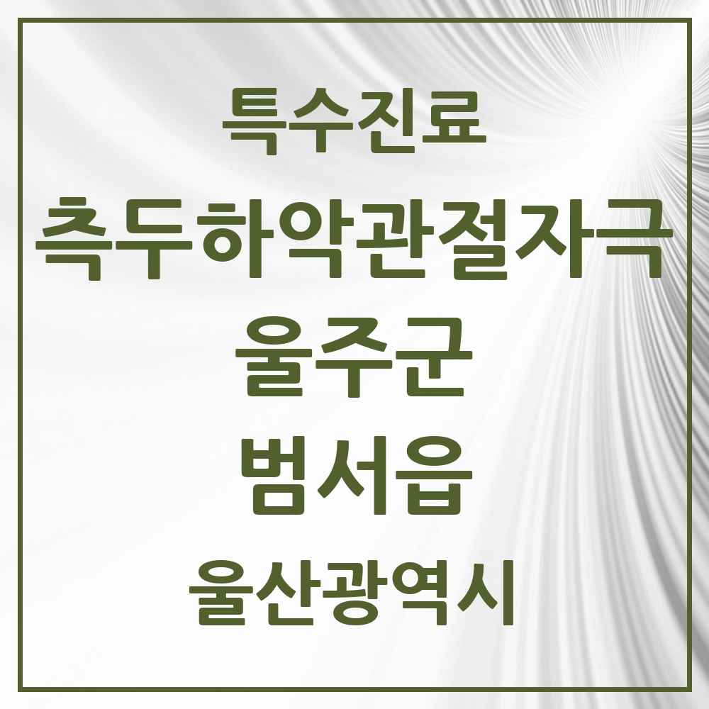 2025 울산광역시 울주군 범서읍 측두하악 관절자극요법 실시기관 의원·병원 목록 2곳