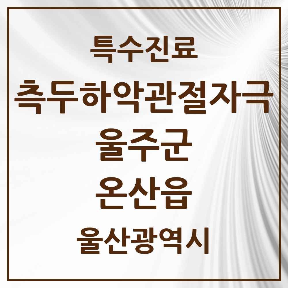 2025 울산광역시 울주군 온산읍 측두하악 관절자극요법 실시기관 의원·병원 목록 1곳