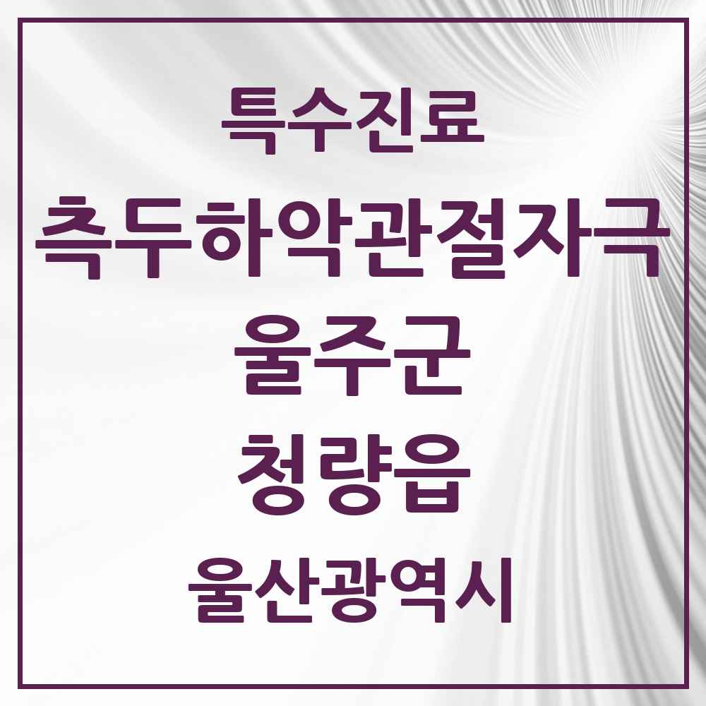 2025 울산광역시 울주군 청량읍 측두하악 관절자극요법 실시기관 의원·병원 목록 1곳