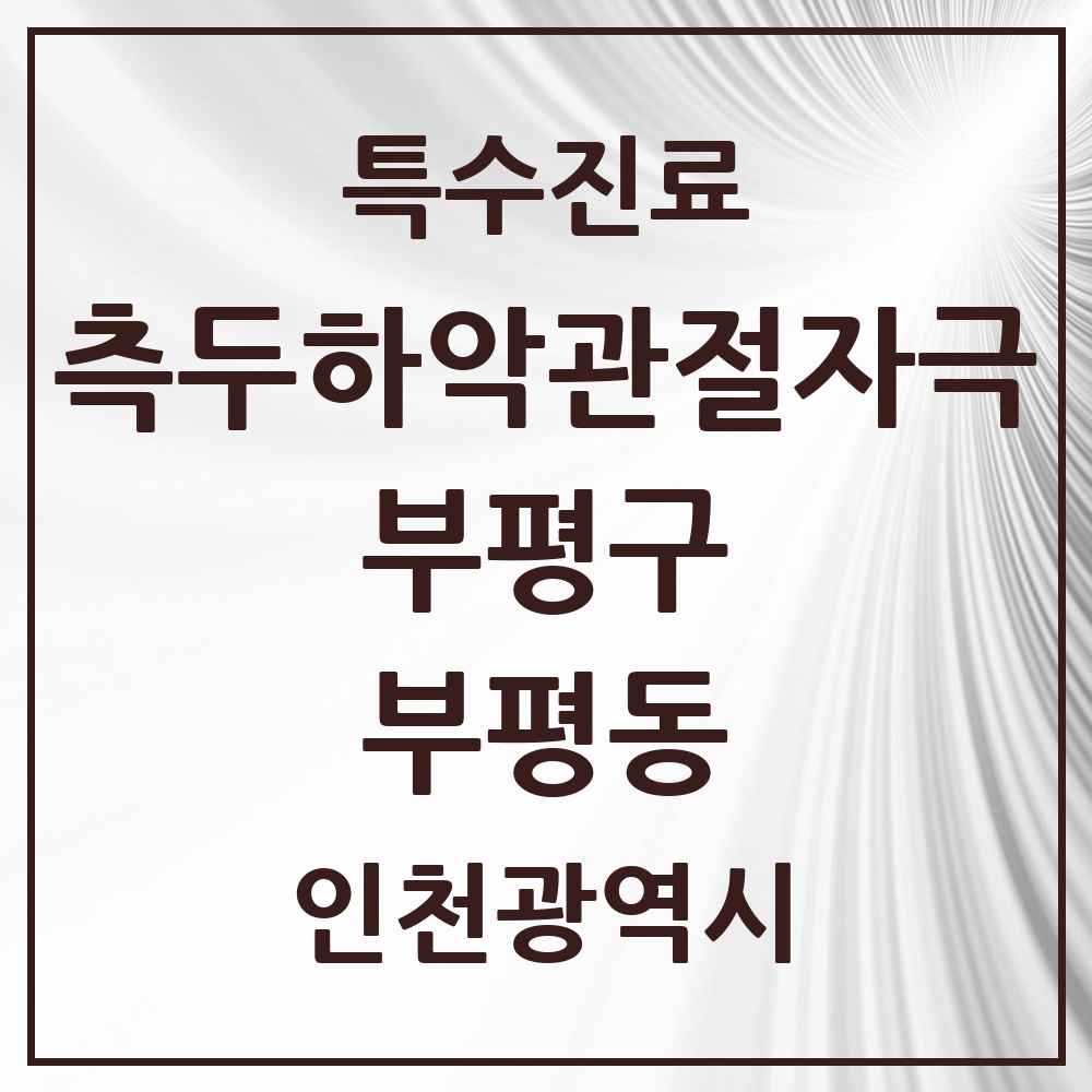 2025 인천광역시 부평구 부평동 측두하악 관절자극요법 실시기관 의원·병원 목록 35곳
