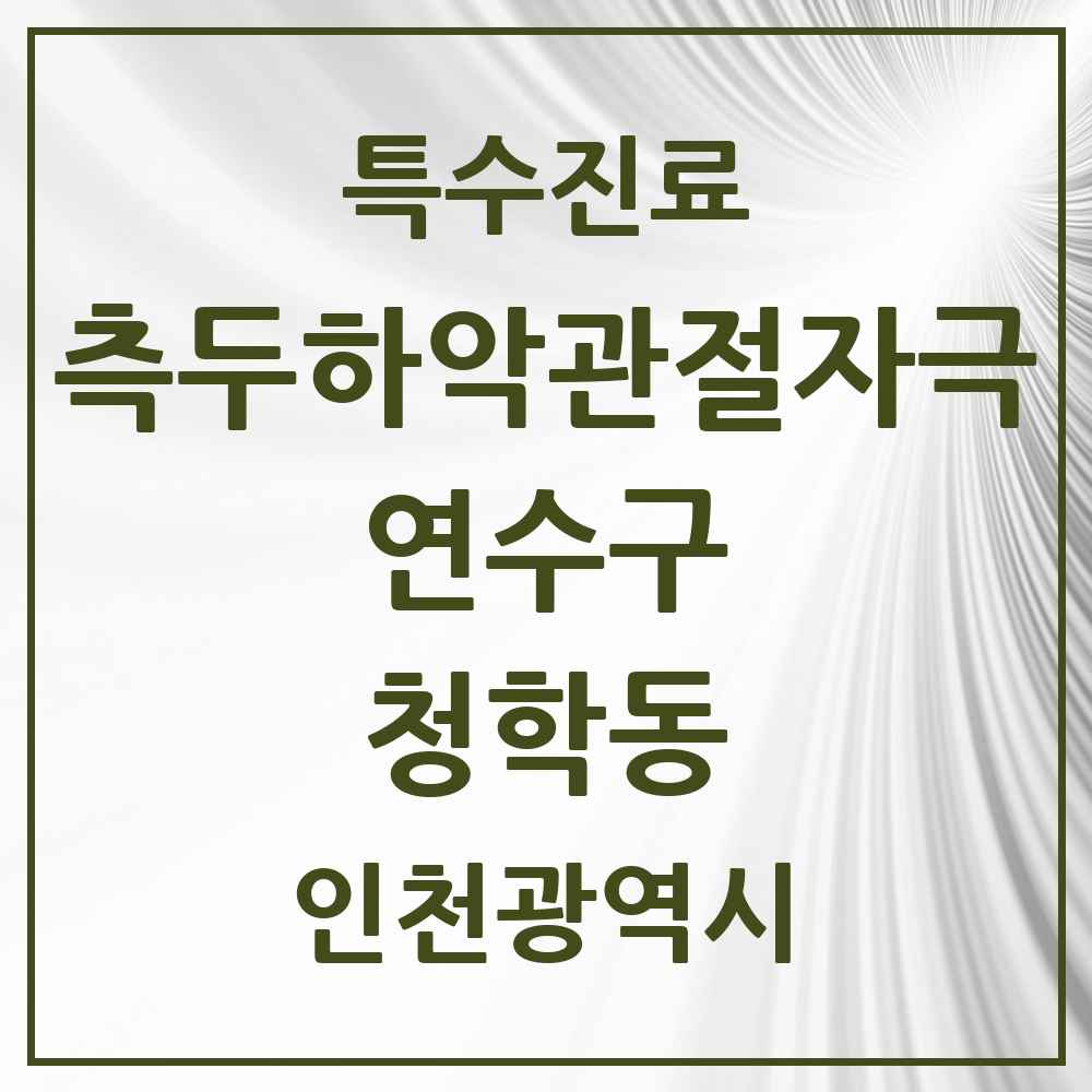 2025 인천광역시 연수구 청학동 측두하악 관절자극요법 실시기관 의원·병원 목록 1곳