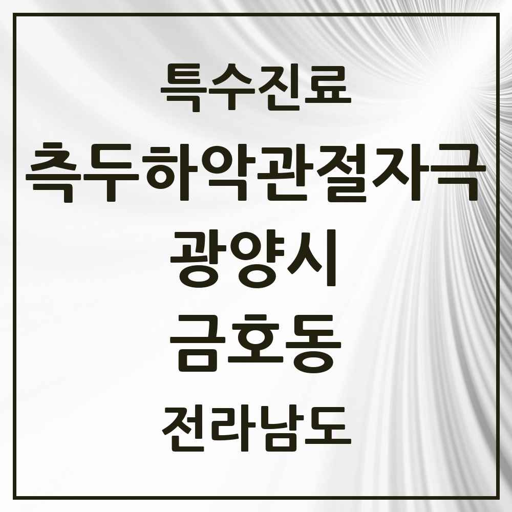 2025 전라남도 광양시 금호동 측두하악 관절자극요법 실시기관 의원·병원 목록 2곳
