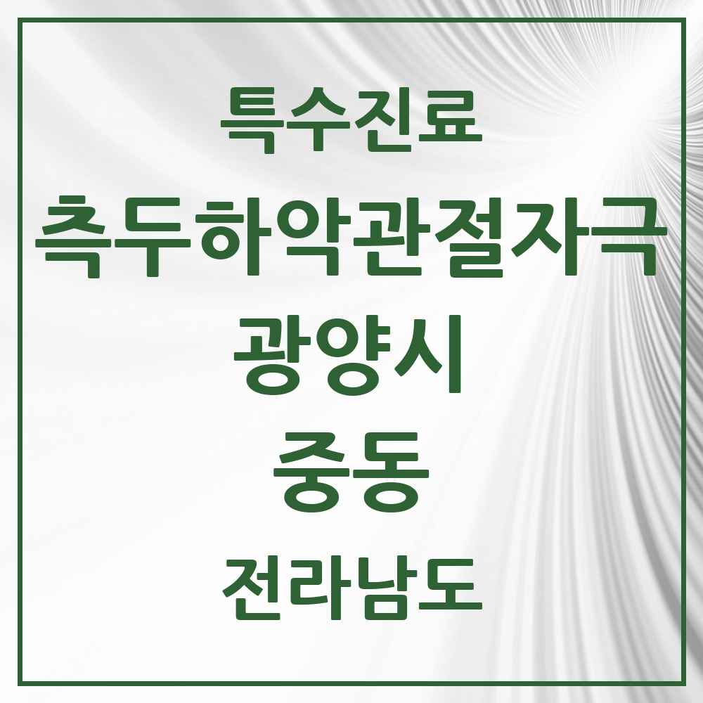 2025 전라남도 광양시 중동 측두하악 관절자극요법 실시기관 의원·병원 목록 6곳
