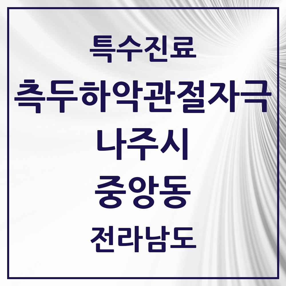2025 전라남도 나주시 중앙동 측두하악 관절자극요법 실시기관 의원·병원 목록 1곳