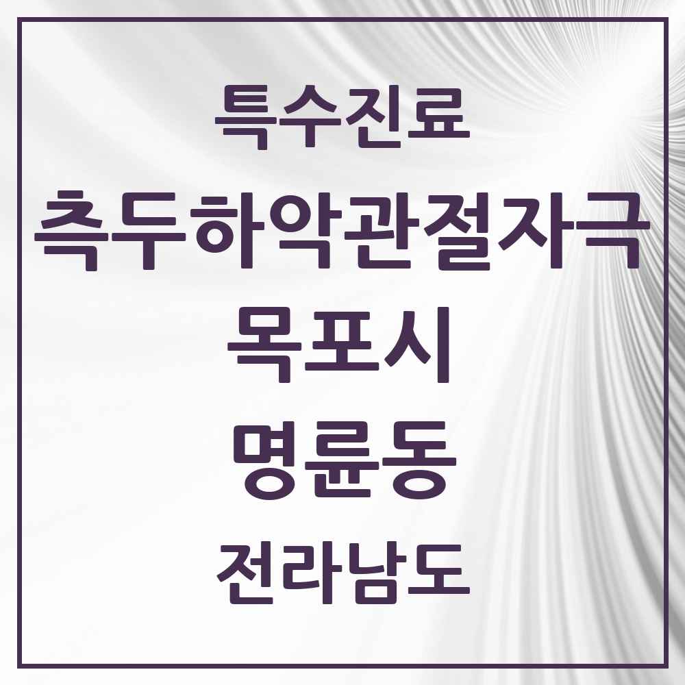 2025 전라남도 목포시 명륜동 측두하악 관절자극요법 실시기관 의원·병원 목록 1곳