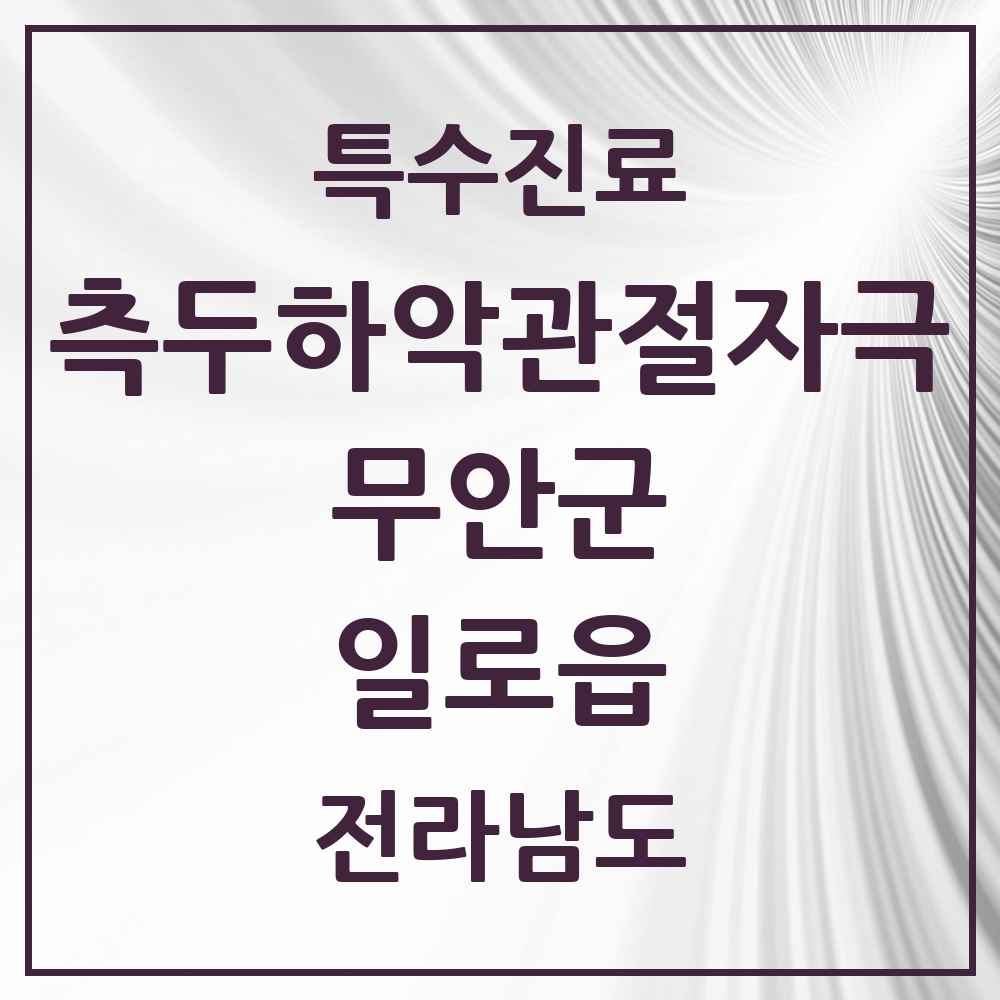 2025 전라남도 무안군 일로읍 측두하악 관절자극요법 실시기관 의원·병원 목록 2곳