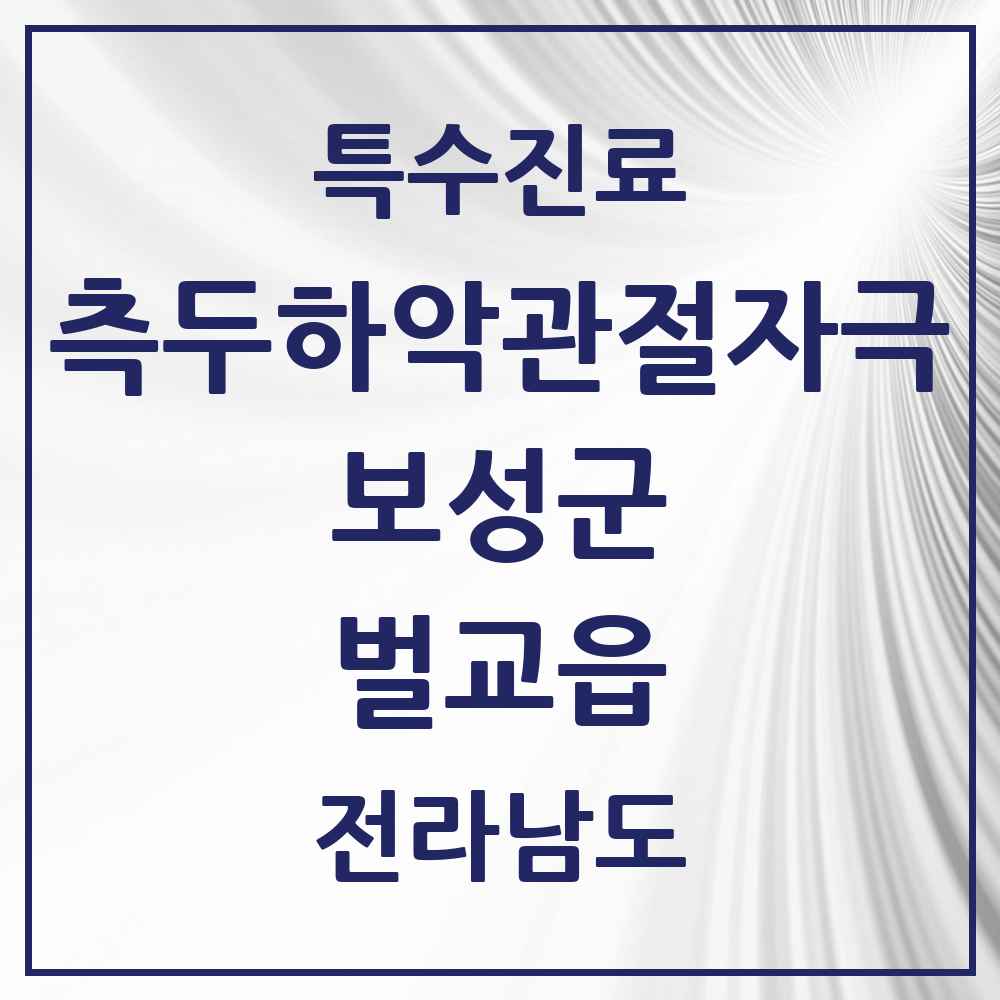 2025 전라남도 보성군 벌교읍 측두하악 관절자극요법 실시기관 의원·병원 목록 1곳