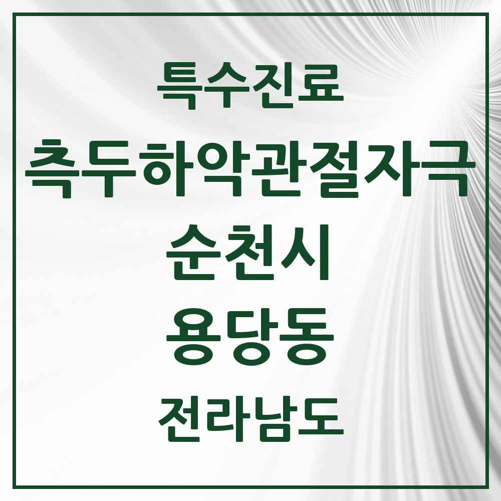 2025 전라남도 순천시 용당동 측두하악 관절자극요법 실시기관 의원·병원 목록 1곳