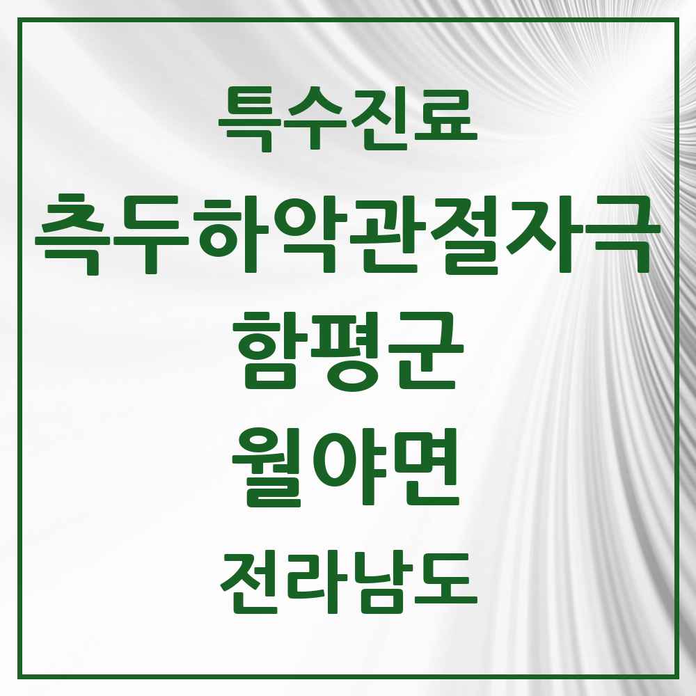 2025 전라남도 함평군 월야면 측두하악 관절자극요법 실시기관 의원·병원 목록 1곳