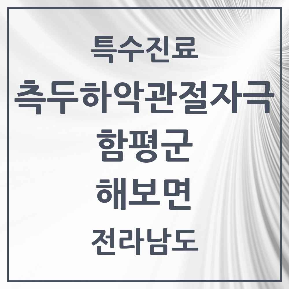 2025 전라남도 함평군 해보면 측두하악 관절자극요법 실시기관 의원·병원 목록 1곳