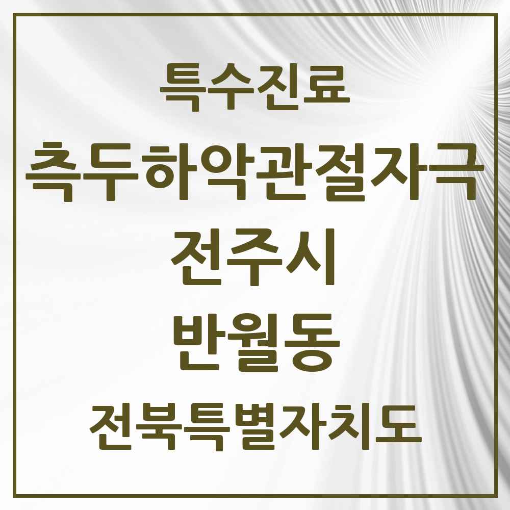 2025 전북특별자치도 전주시 반월동 측두하악 관절자극요법 실시기관 의원·병원 목록 1곳