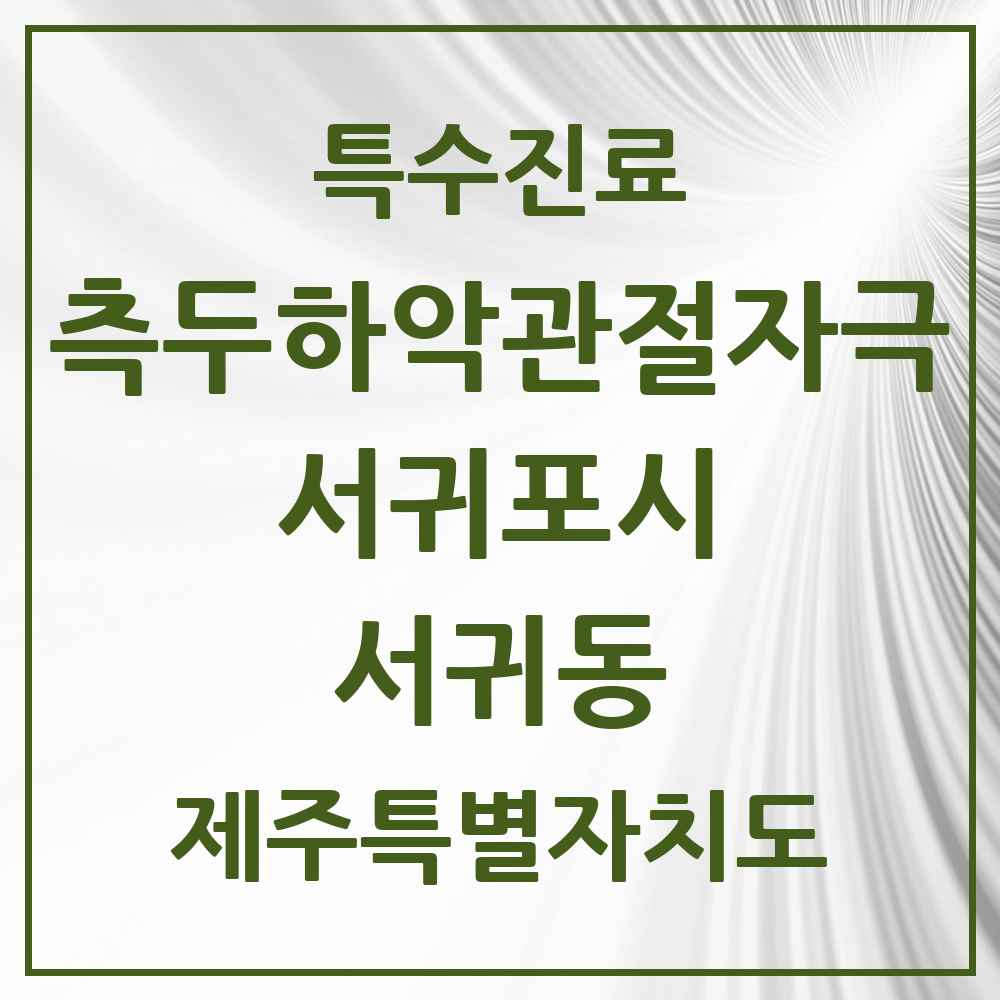 2025 제주특별자치도 서귀포시 서귀동 측두하악 관절자극요법 실시기관 의원·병원 목록 2곳