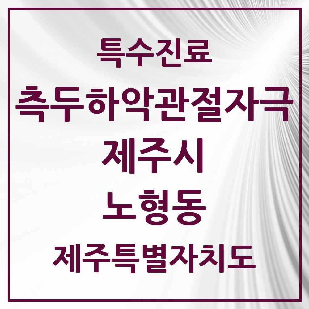2025 제주특별자치도 제주시 노형동 측두하악 관절자극요법 실시기관 의원·병원 목록 11곳