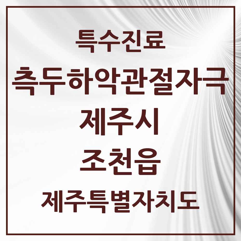 2025 제주특별자치도 제주시 조천읍 측두하악 관절자극요법 실시기관 의원·병원 목록 1곳