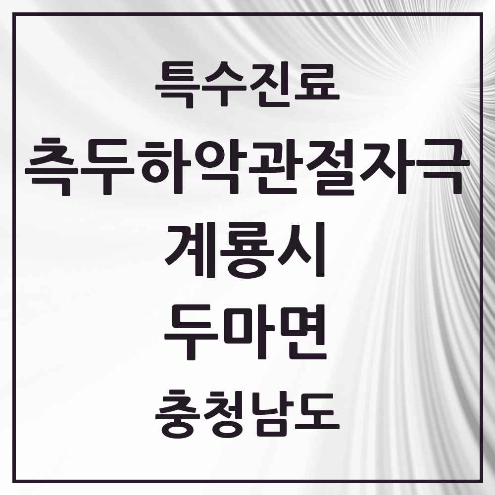 2025 충청남도 계룡시 두마면 측두하악 관절자극요법 실시기관 의원·병원 목록 1곳
