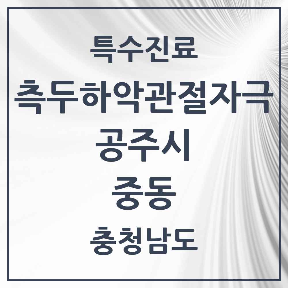 2025 충청남도 공주시 중동 측두하악 관절자극요법 실시기관 의원·병원 목록 1곳