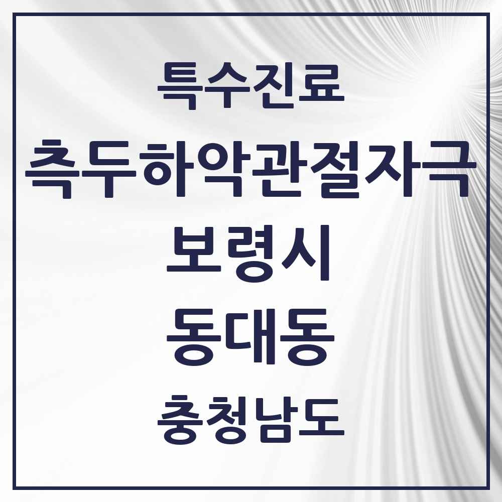 2025 충청남도 보령시 동대동 측두하악 관절자극요법 실시기관 의원·병원 목록 2곳