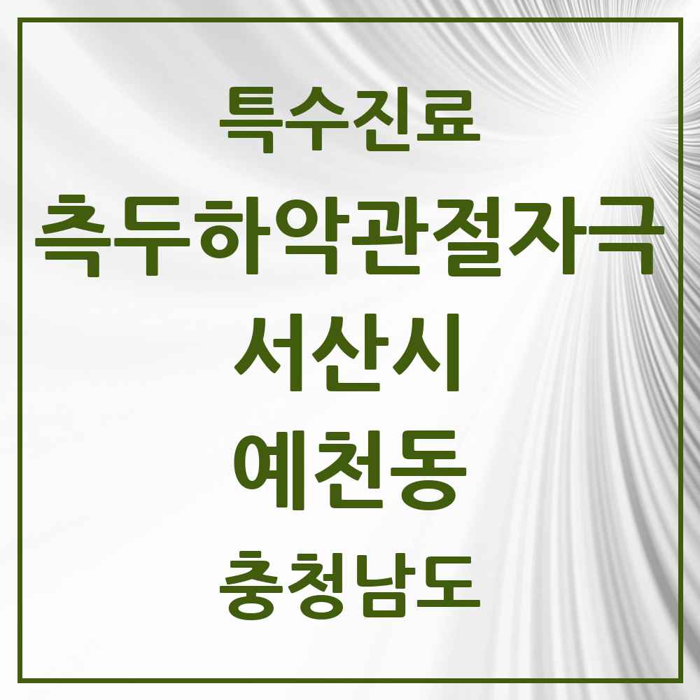 2025 충청남도 서산시 예천동 측두하악 관절자극요법 실시기관 의원·병원 목록 5곳