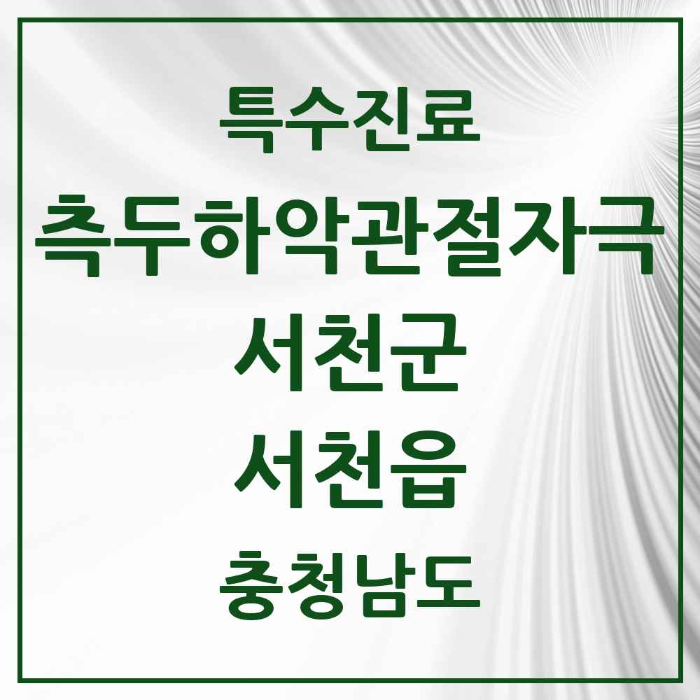 2025 충청남도 서천군 서천읍 측두하악 관절자극요법 실시기관 의원·병원 목록 2곳