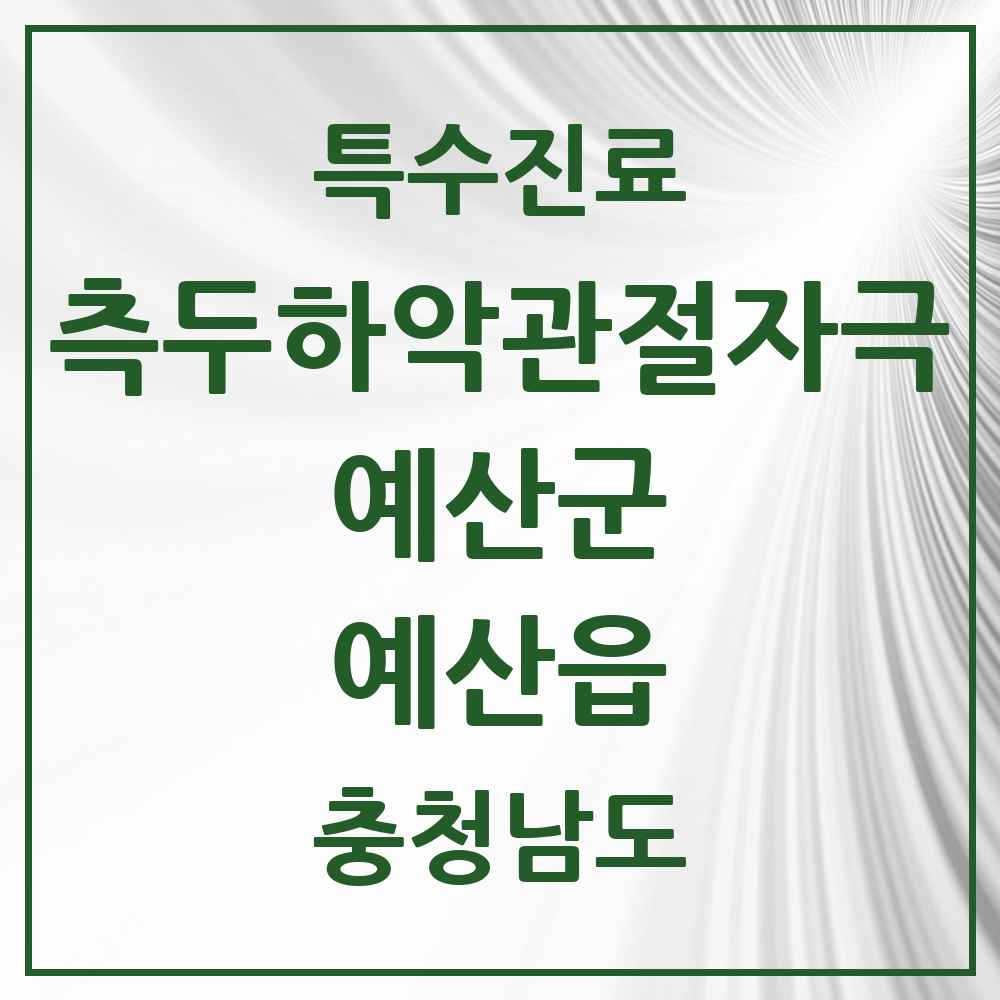 2025 충청남도 예산군 예산읍 측두하악 관절자극요법 실시기관 의원·병원 목록 1곳