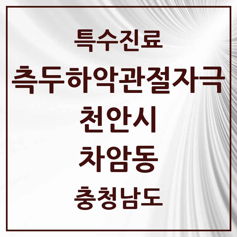 2025 충청남도 천안시 차암동 측두하악 관절자극요법 실시기관 의원·병원 목록 1곳