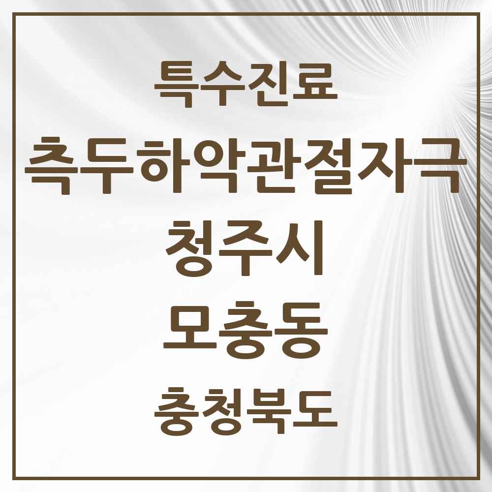 2025 충청북도 청주시 모충동 측두하악 관절자극요법 실시기관 의원·병원 목록 1곳