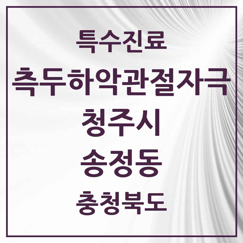 2025 충청북도 청주시 송정동 측두하악 관절자극요법 실시기관 의원·병원 목록 1곳