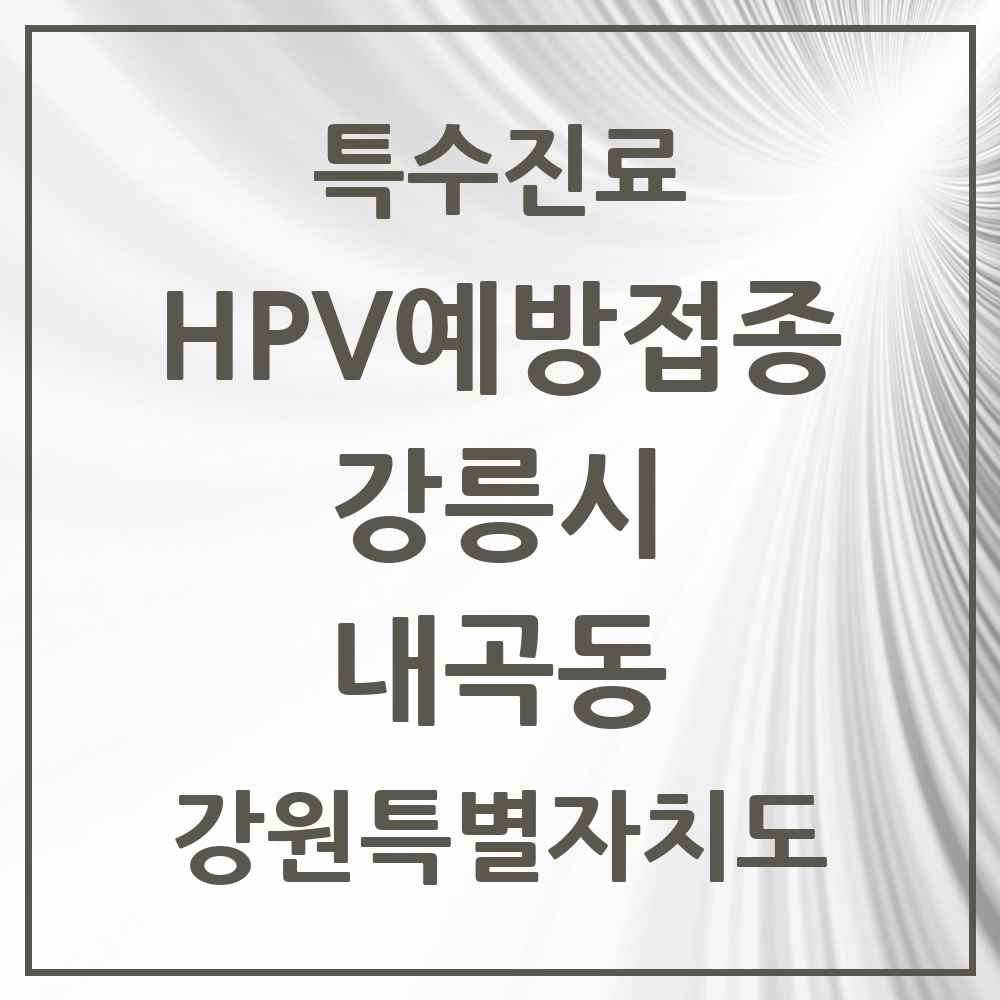 2025 강원특별자치도 강릉시 내곡동 HPV 예방접종사업 참여기관 의원·병원 목록 1곳