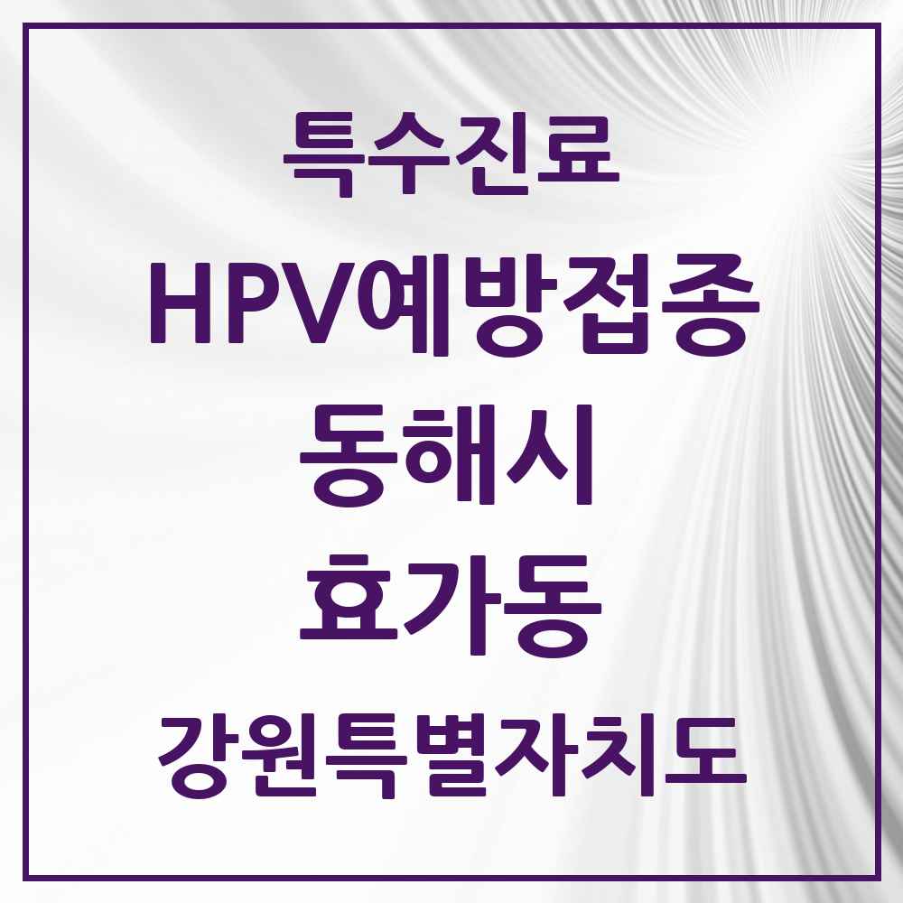 2025 강원특별자치도 동해시 효가동 HPV 예방접종사업 참여기관 의원·병원 목록 2곳