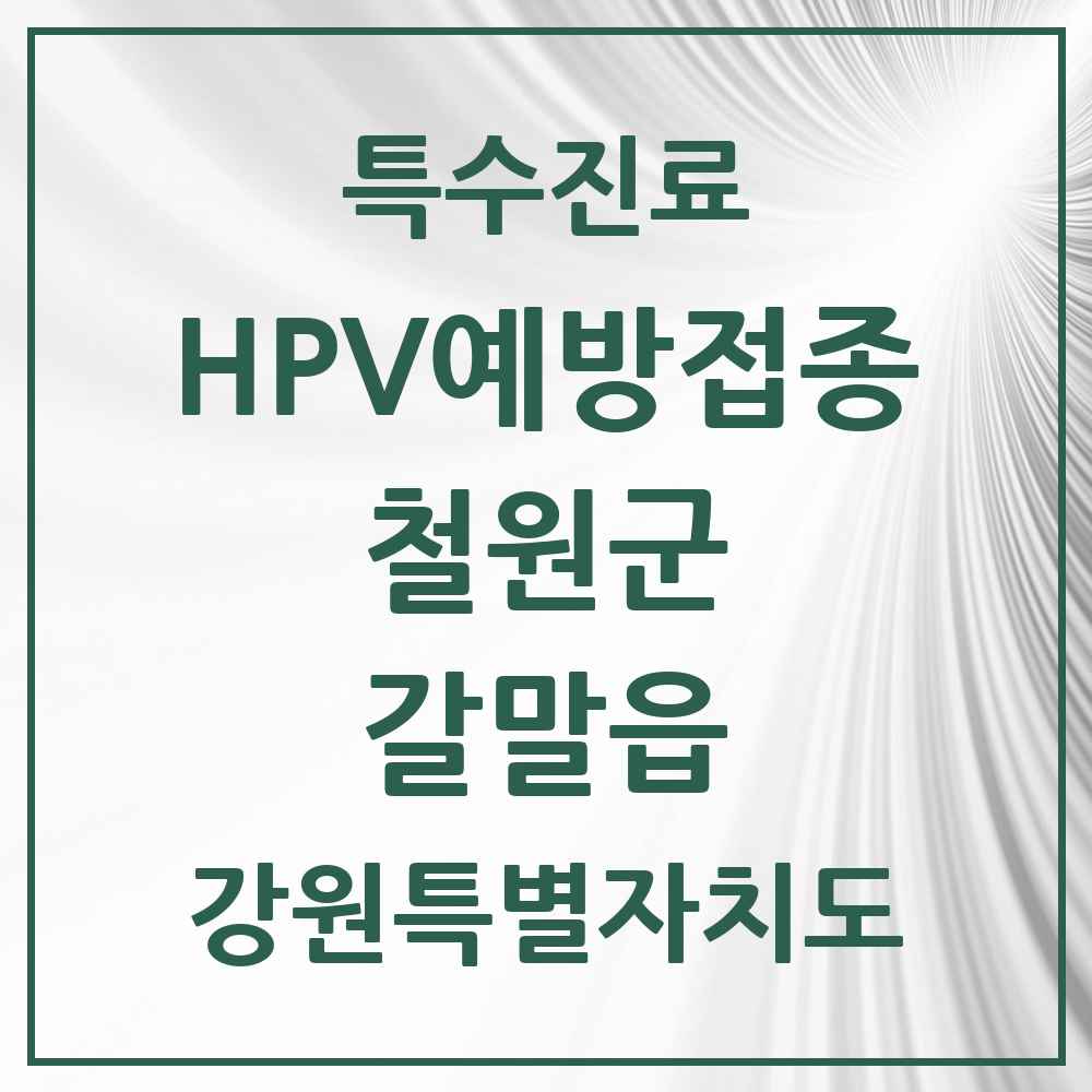 2025 강원특별자치도 철원군 갈말읍 HPV 예방접종사업 참여기관 의원·병원 목록 4곳