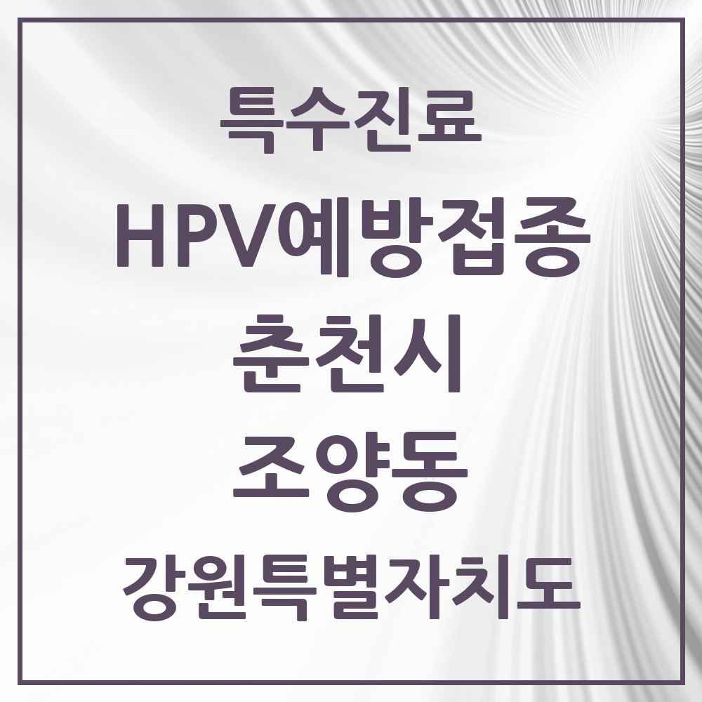 2025 강원특별자치도 춘천시 조양동 HPV 예방접종사업 참여기관 의원·병원 목록 2곳