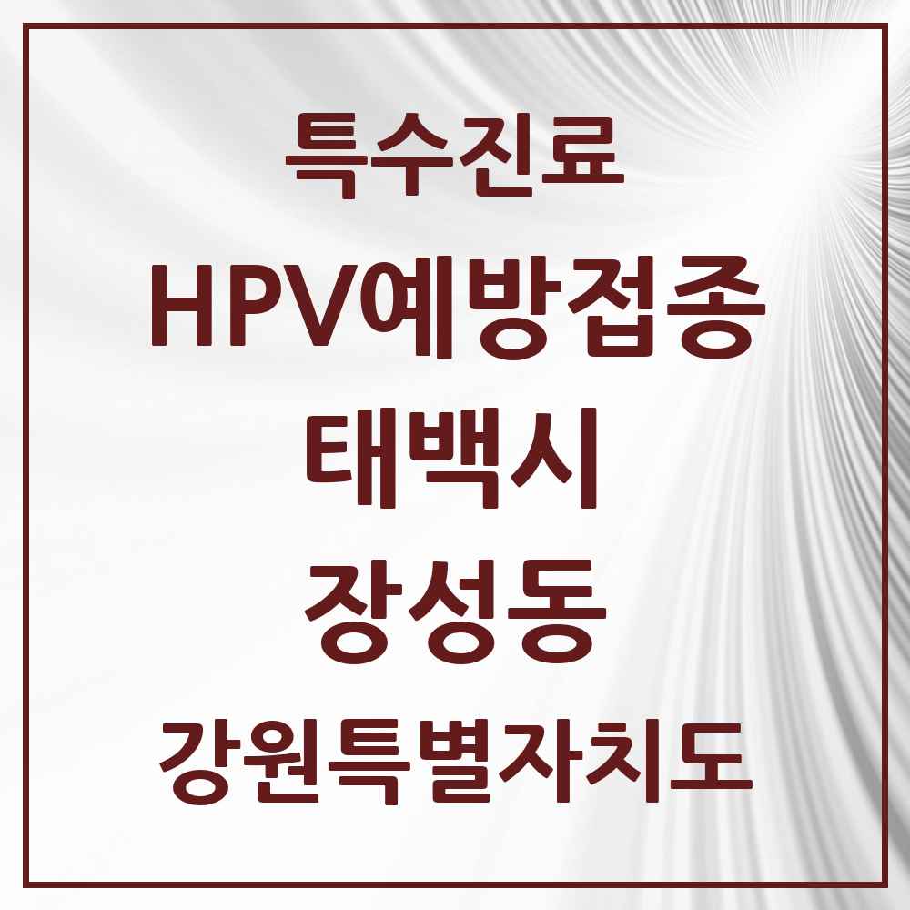 2025 강원특별자치도 태백시 장성동 HPV 예방접종사업 참여기관 의원·병원 목록 1곳