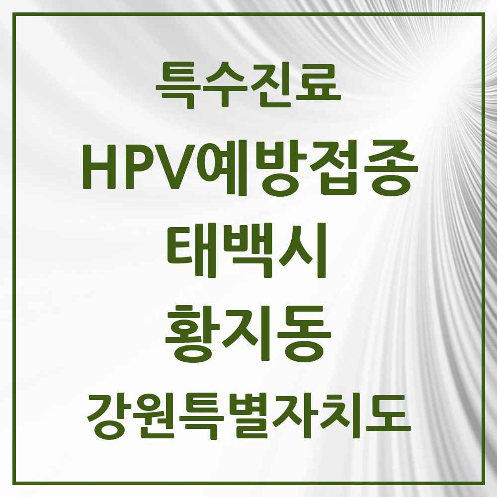 2025 강원특별자치도 태백시 황지동 HPV 예방접종사업 참여기관 의원·병원 목록 4곳