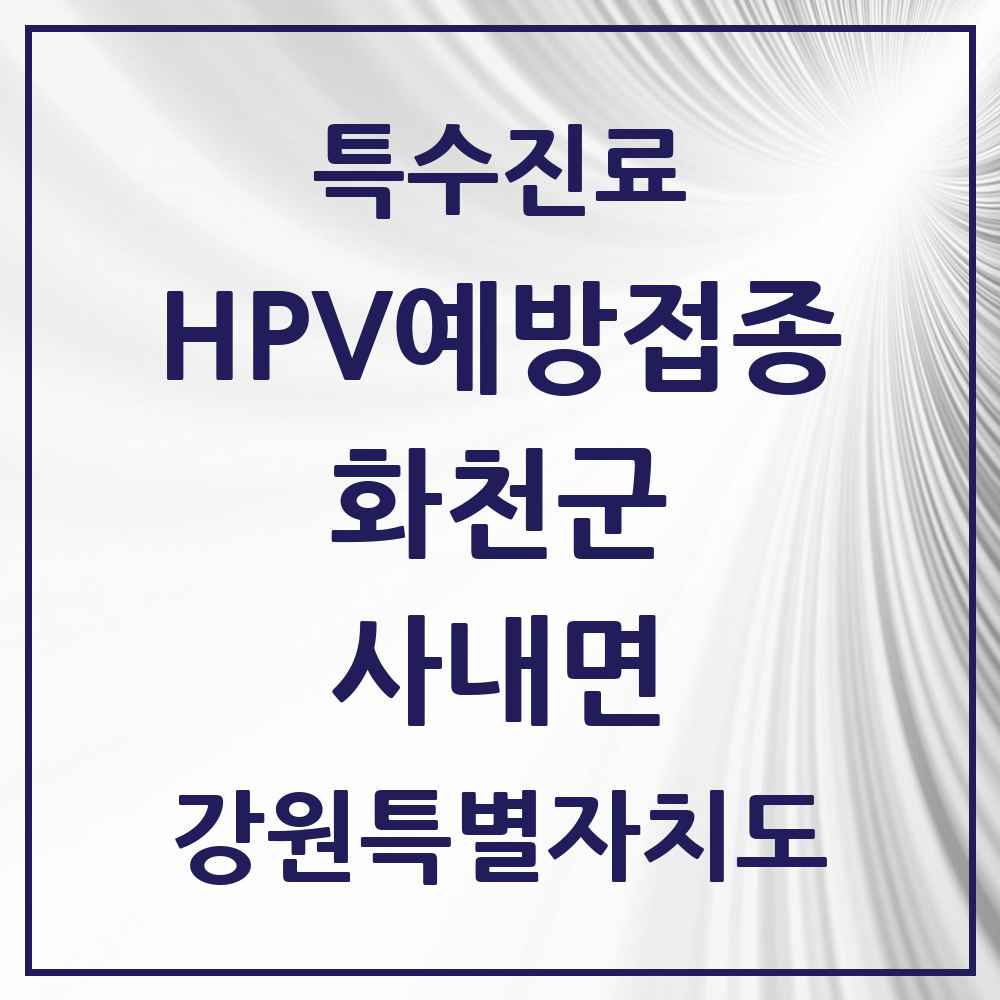 2025 강원특별자치도 화천군 사내면 HPV 예방접종사업 참여기관 의원·병원 목록 1곳