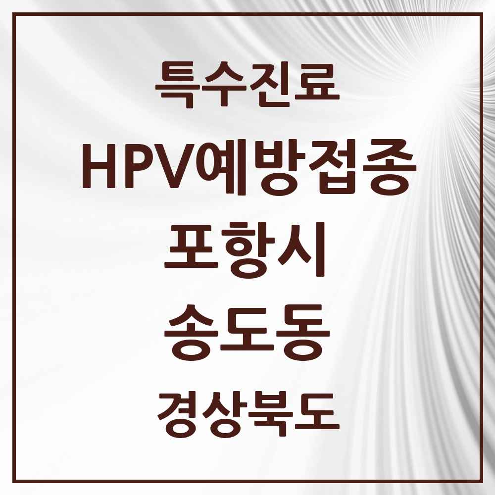 2025 경상북도 포항시 송도동 HPV 예방접종사업 참여기관 의원·병원 목록 1곳
