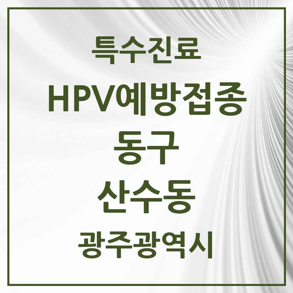 2025 광주광역시 동구 산수동 HPV 예방접종사업 참여기관 의원·병원 목록 2곳