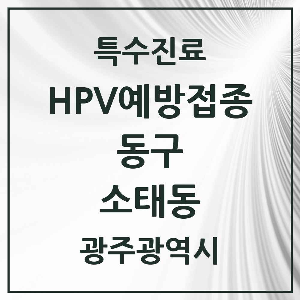 2025 광주광역시 동구 소태동 HPV 예방접종사업 참여기관 의원·병원 목록 1곳