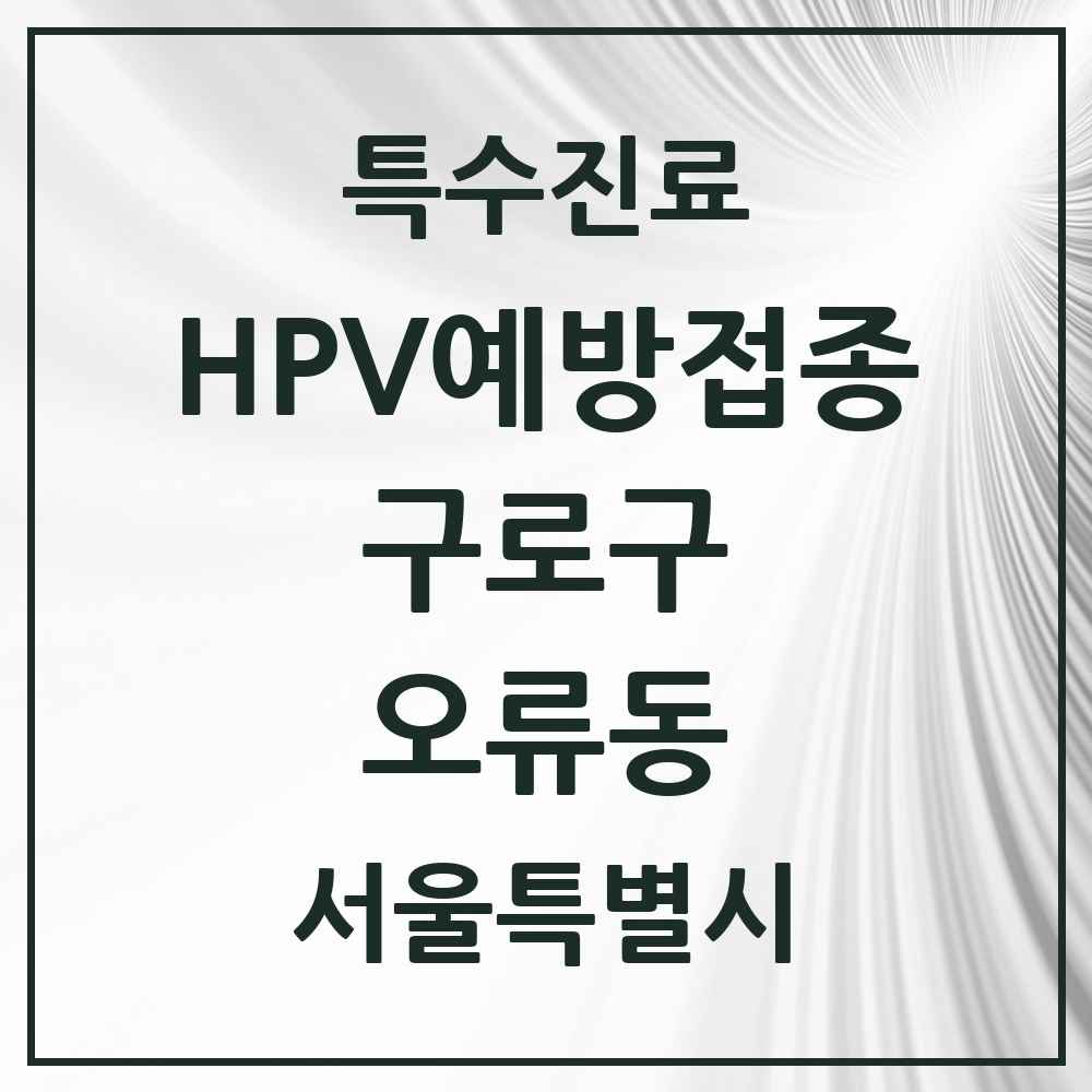 2025 서울특별시 구로구 오류동 HPV 예방접종사업 참여기관 의원·병원 목록 9곳
