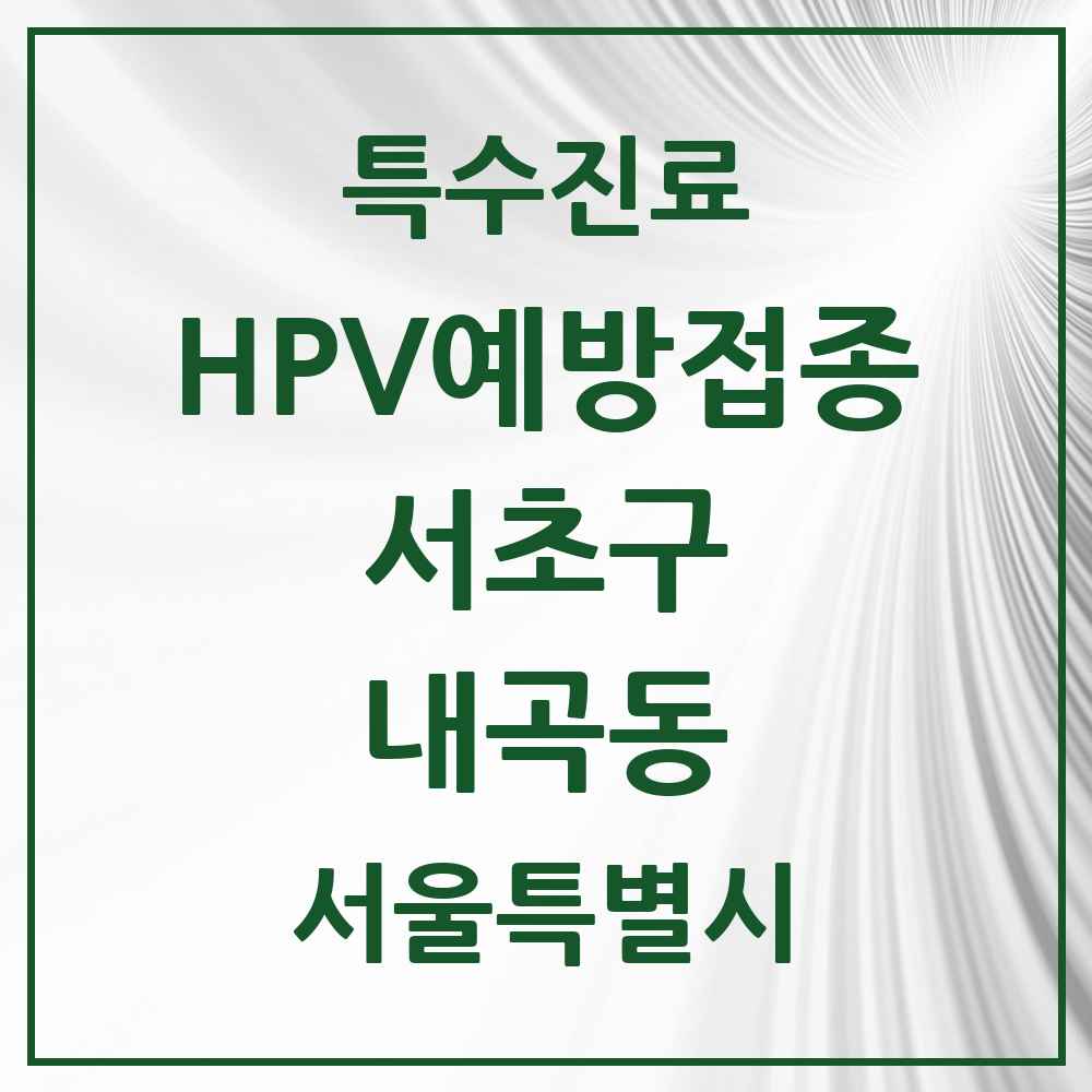 2025 서울특별시 서초구 내곡동 HPV 예방접종사업 참여기관 의원·병원 목록 3곳