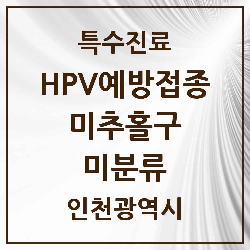 2025 인천광역시 미추홀구 미분류 HPV 예방접종사업 참여기관 의원·병원 목록 2곳