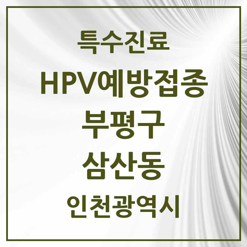 2025 인천광역시 부평구 삼산동 HPV 예방접종사업 참여기관 의원·병원 목록 14곳