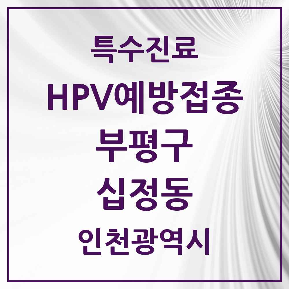 2025 인천광역시 부평구 십정동 HPV 예방접종사업 참여기관 의원·병원 목록 8곳