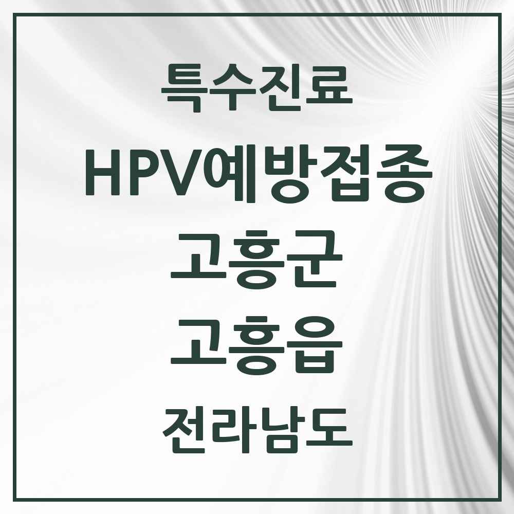 2025 전라남도 고흥군 고흥읍 HPV 예방접종사업 참여기관 의원·병원 목록 2곳