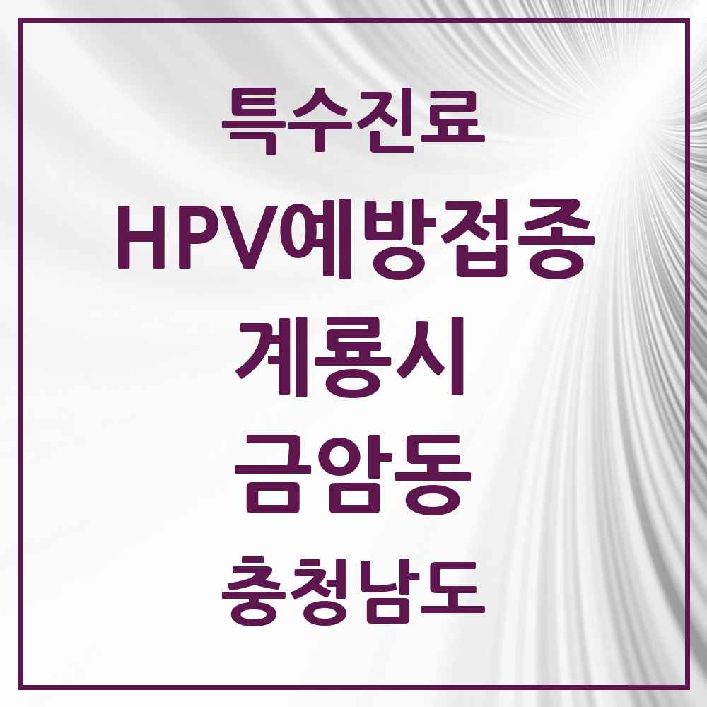 2025 충청남도 계룡시 금암동 HPV 예방접종사업 참여기관 의원·병원 목록 3곳