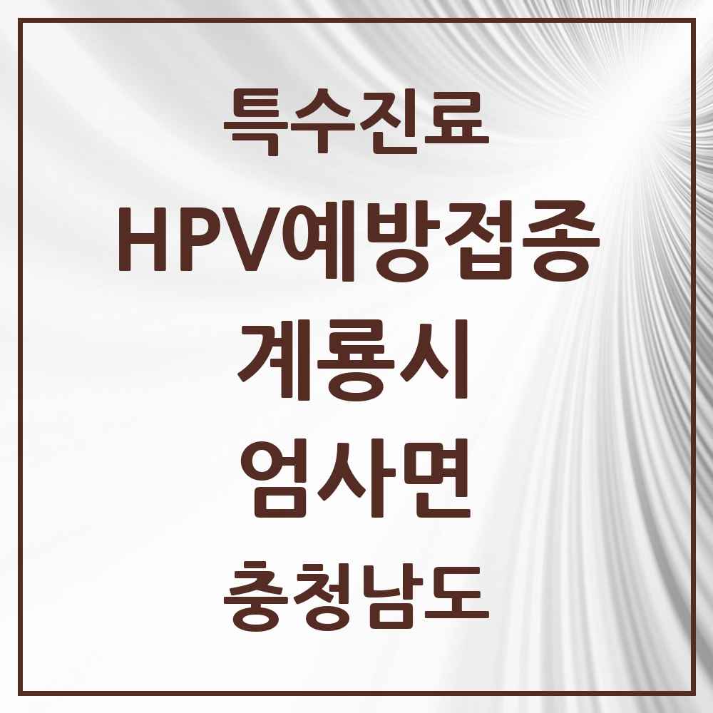 2025 충청남도 계룡시 엄사면 HPV 예방접종사업 참여기관 의원·병원 목록 3곳